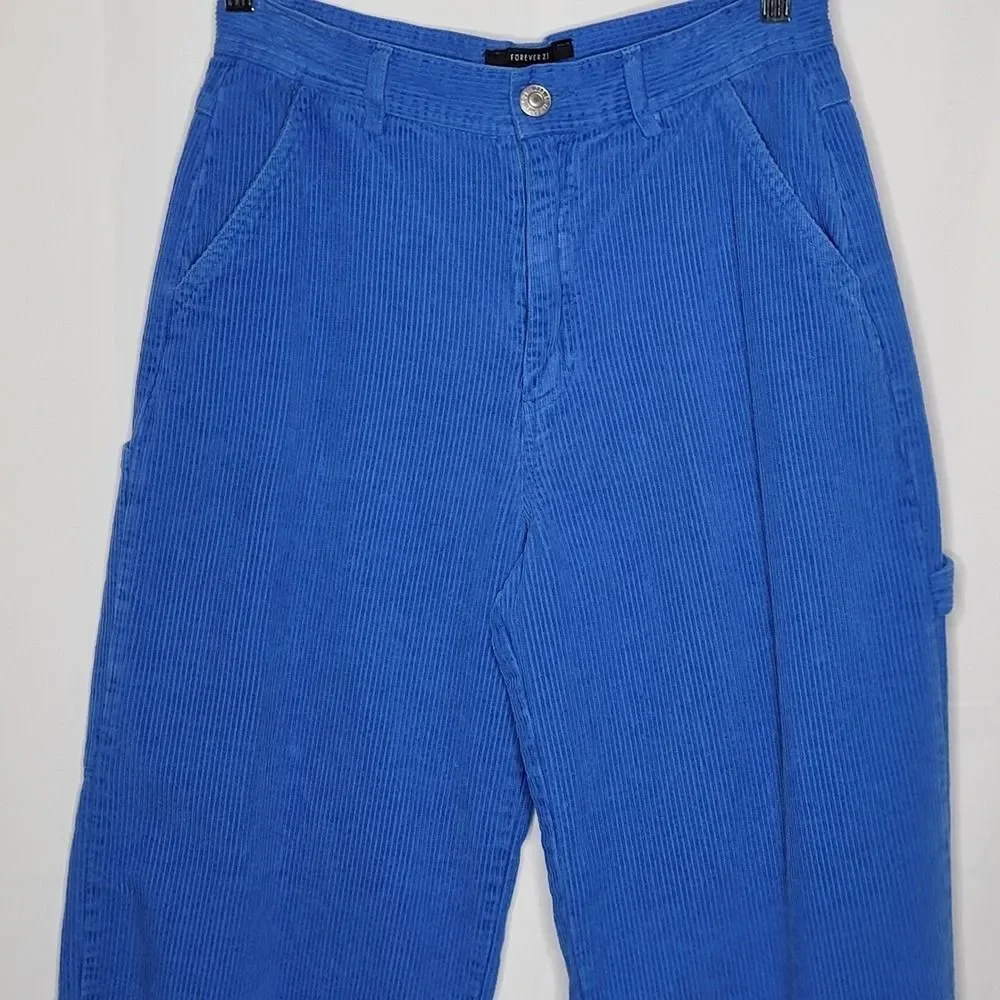 Forever 21 Corduroy Carpenter Pants Medium Wide Leg Raw Hem Y2K Grunge Raw Hem - Picture 4 of 16